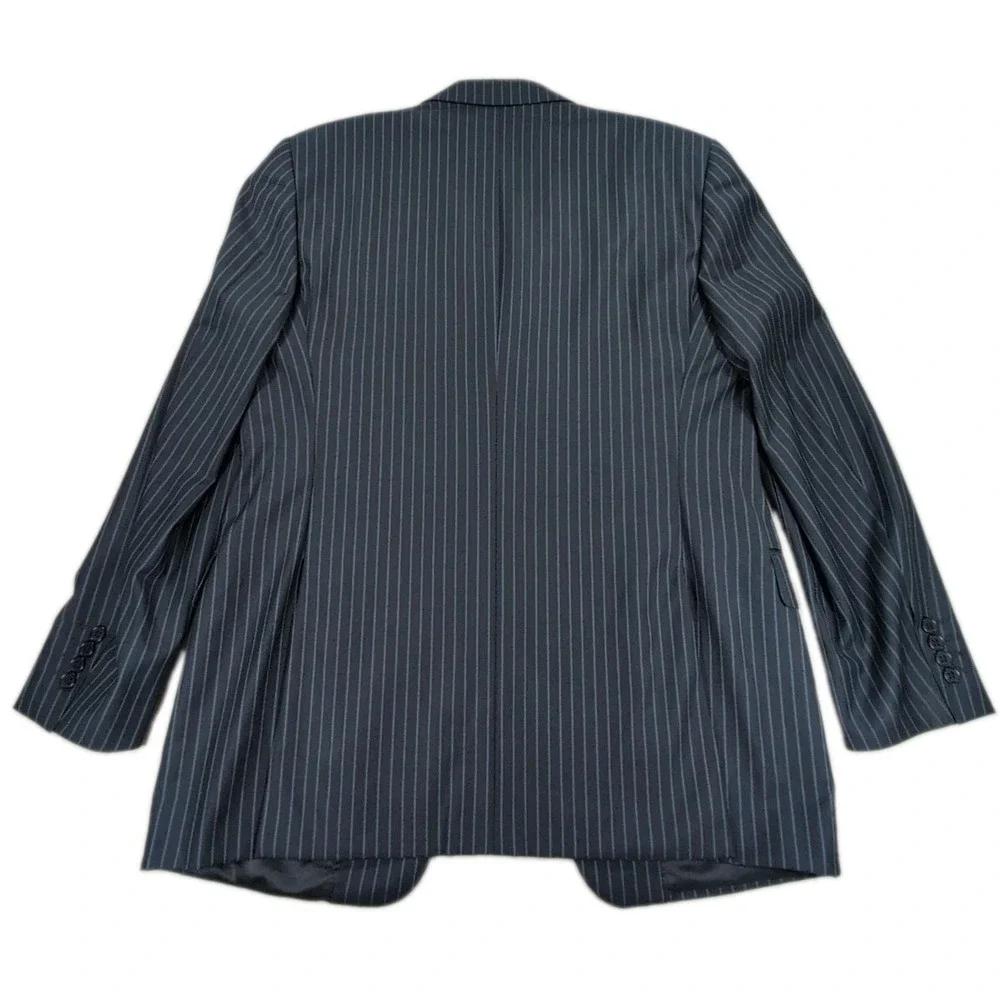 Canali Suit Mens 44R Navy Pinstripe Super 120s Wool Italy Saks Fifth Ave